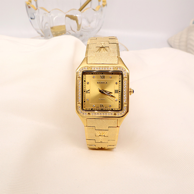2021 New Vietnamese Sand Gold Couple Pair Watch 24 Gold Diamond-inlaid CAR Style Gold Watch