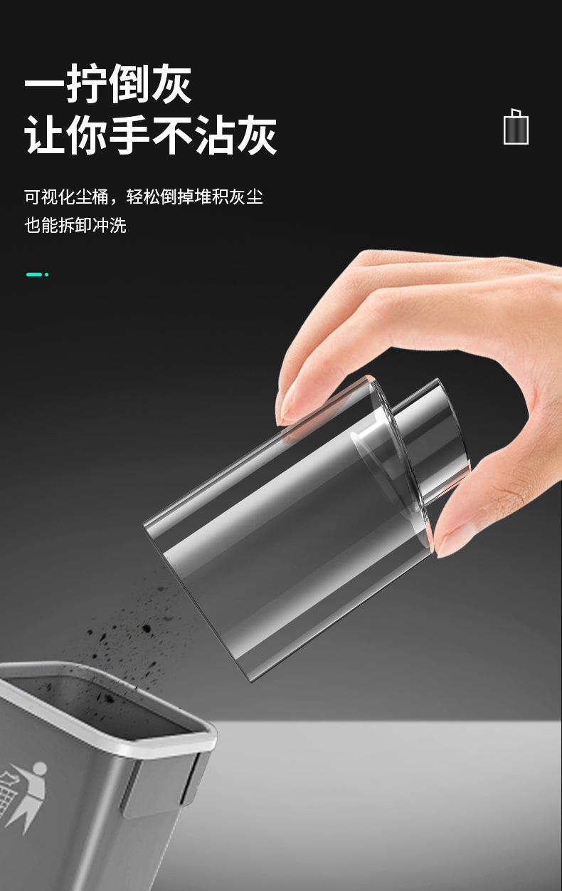 Car vacuum cleaner with strong suction, wireless charging, high-power, compact handheld, suitable for home use and pet hair cleaning