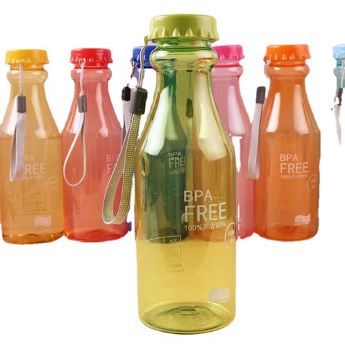 Candy color unbreakable soda bottle plastic transparent sealed water cup portable sports water bottle 550ml