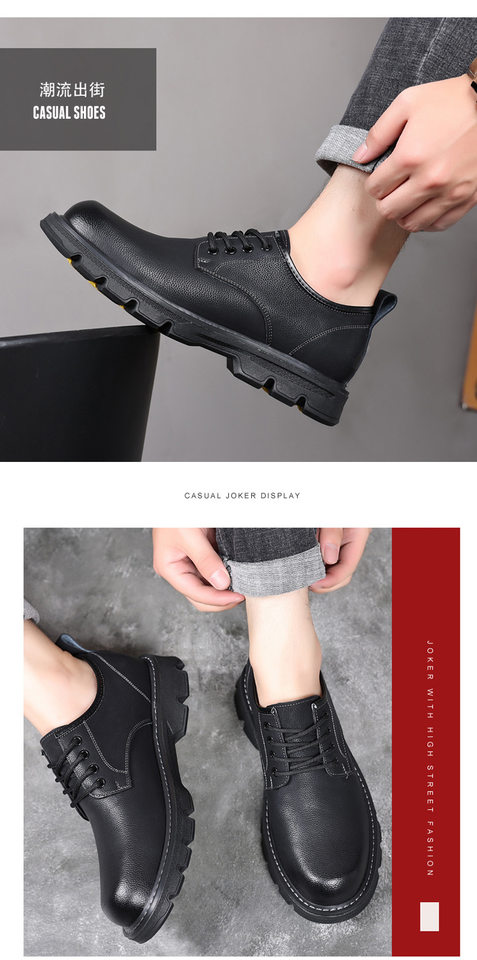 Giày bốt Martin nam da thật cổ thấp, giày da công sở thời trang, gót thấp 1–3 cm — Màu nâu, Màu đen chi tiết 22