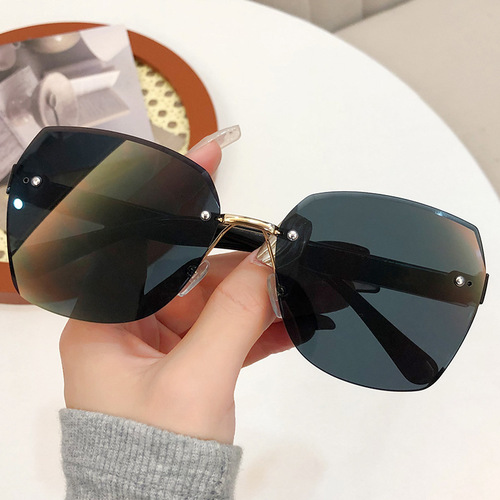 New Fashion Rimless Sunglasses for Women and Men, Trendy UV Protection Aviator Sunglasses, Wholesale Ocean Style Sunshades