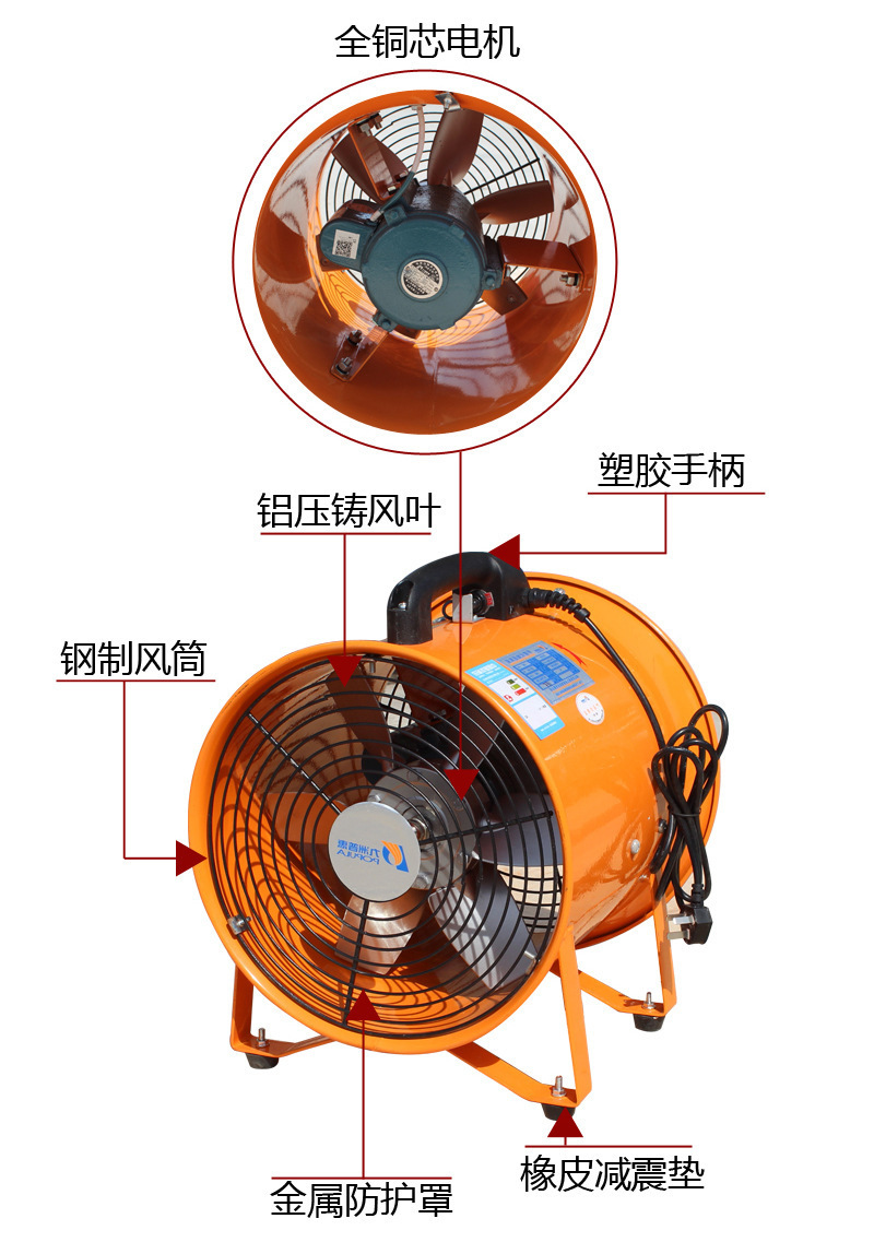 SHT手提式抽送风机 九洲手提式送风机 低噪音遂道专用排送风机-阿里巴巴