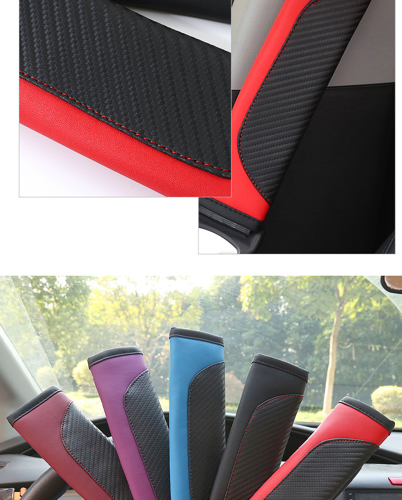 Cross-Border Popular Manufacturer's Ready-Made Leather Color Matching Soft and Comfortable Sports Car Carbon Fiber Pattern Seat Belt Shoulder Cover