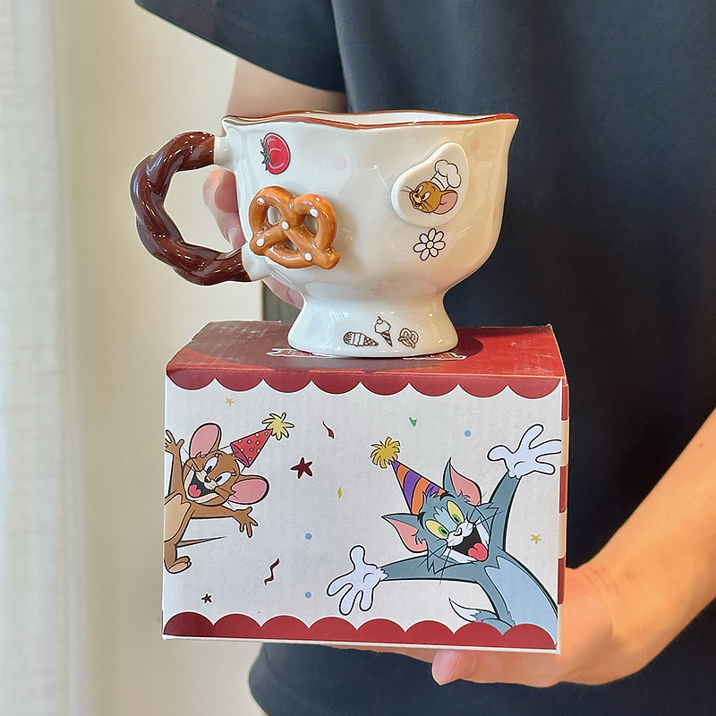 トムとジェリー セラミックコーヒーマグカップ 女の子用 高見えカップル ドリンクカップ 家庭用誕生日プレゼント|undefined