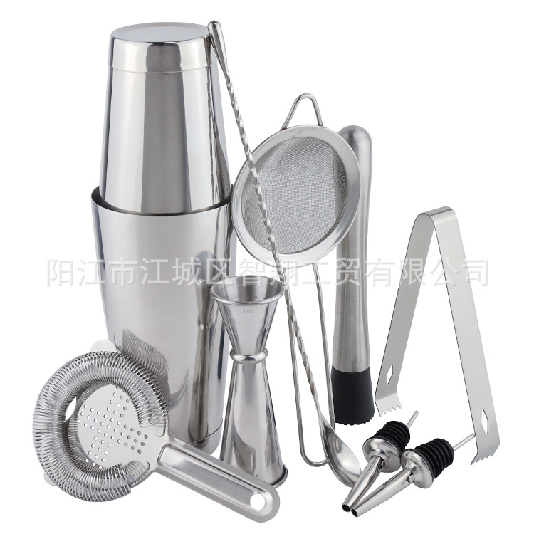 Juego de mezclas para cócteles de acero inoxidable del fabricante, vaso medidor Boston, pinzas para hielo, utensilios para té con leche, juego de mezclas image 12