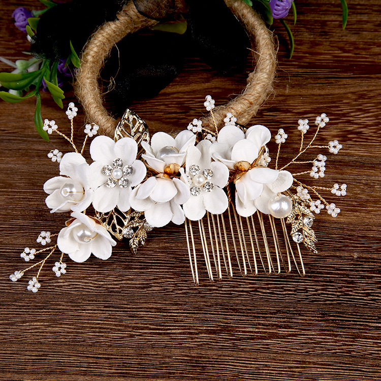 Transfronteriza AliExpress Boda nupcial hecho a mano flor peine del pelo insertar peine updo flor tocado vestido banquete accesorios de estudio