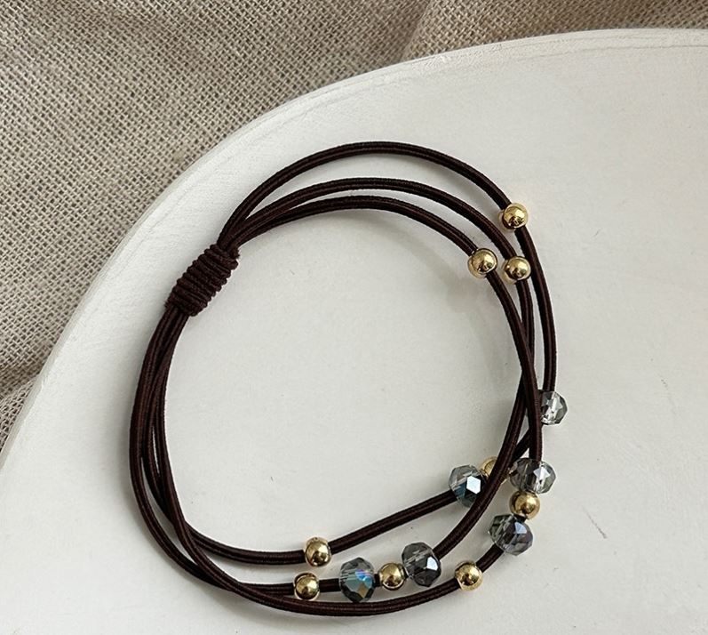 라인스톤 비즈 다크 브라운