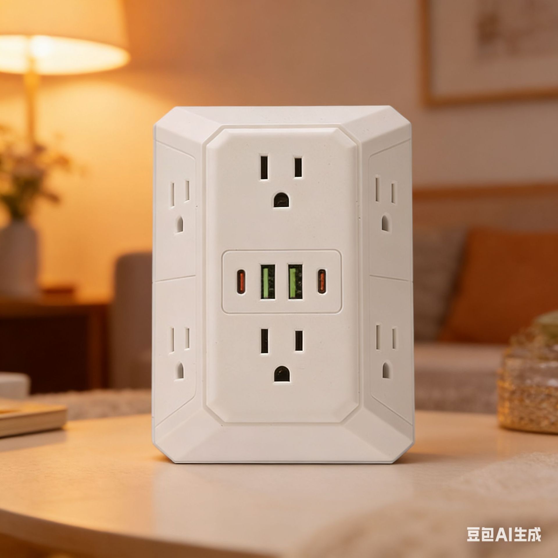 Paso en venta caliente de Amazon estilo americano 4 cara estándar estadounidense un rodado seis pared extensor USB enchufe tablero de conexión TYPEC