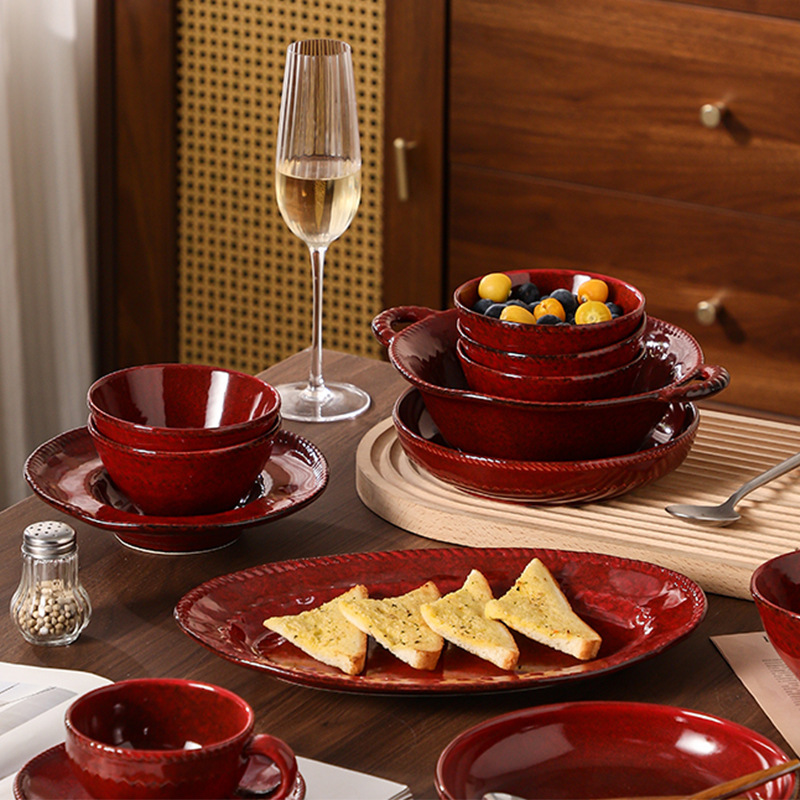 Yao Bian Hong Household Ceramic Bowl Set, Chaozhou Kiln-Glazed Tableware Set, Ramen Bowl, Soup Bowl, Rice Bowl, Salad Bowl, Yogurt Bowl Yao Bian Hong Household Ceramic Bowl Set, Chaozhou Kiln-Glazed Tableware Set, Ramen Bowl, Soup Bowl, Rice Bowl, Salad Bowl, Yogurt Bowl