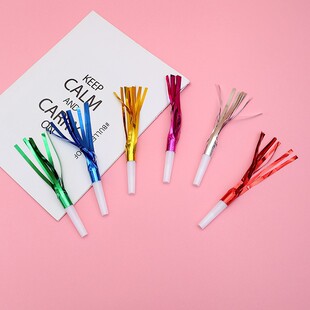 Tassel Blowing Dragon Children's Toy Solid Color White Tube Tassel Blowing Dragon Creative Children's Toy Activity Atmosphere Jewelry Horn