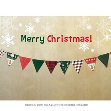 圣诞派对装饰 圣诞三角彩旗 聚会家居装饰挂件 圣诞节纸质彩旗