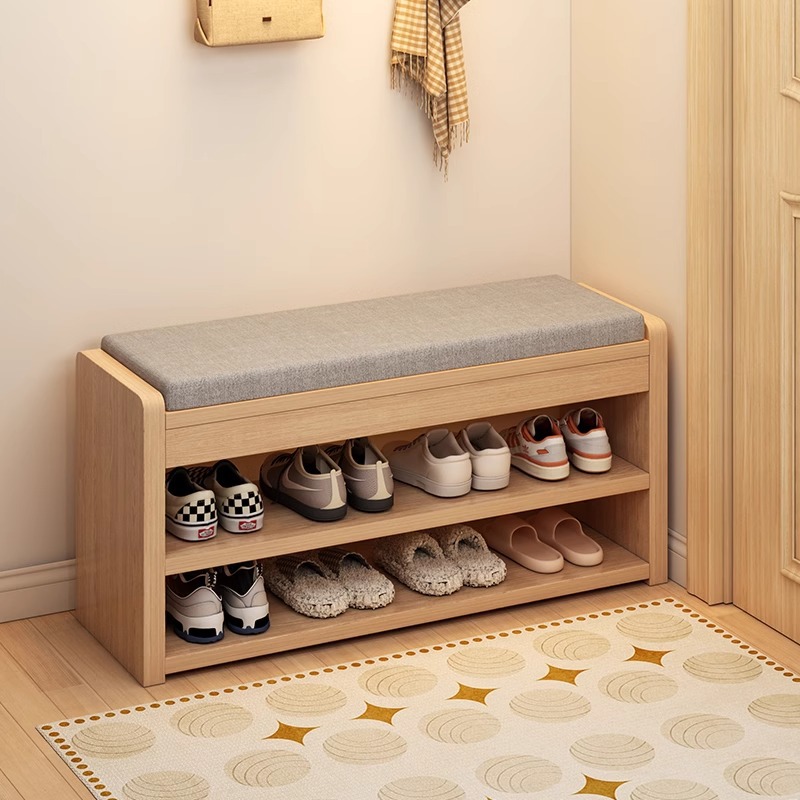 Banco para cambiar zapatos en la entrada, zapatero sencillo para el hogar con asiento integrado, banco largo y estrecho para la entrada, se puede usar como zapatero.