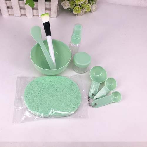 New packaging DIY facial mask tool set medium size 9-piece set facial mask bowl stick brush measuring spoon spray bottle bubble bottle face wash puff