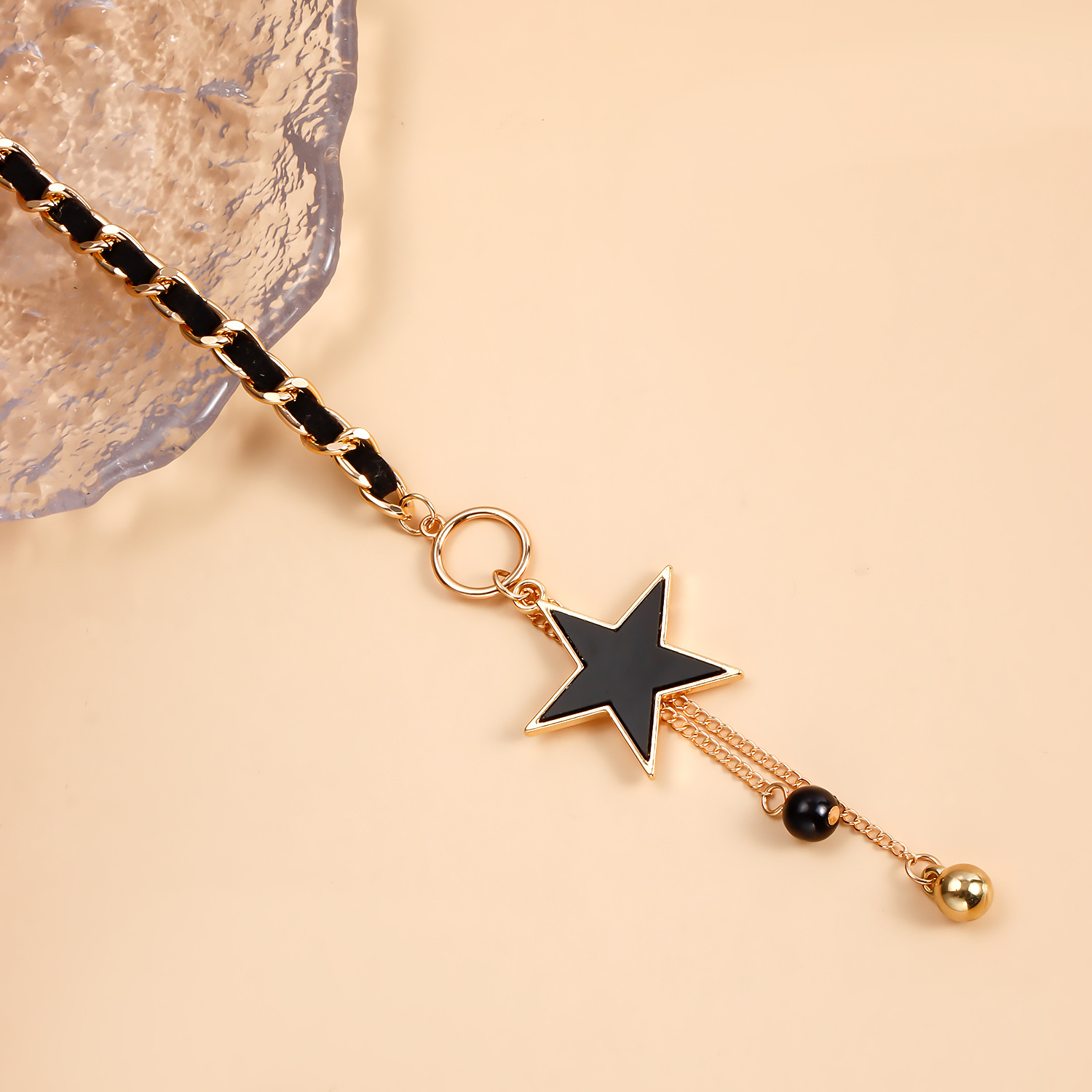 Collana con ciondolo per donna Collana girocollo in velluto nero Regali per la festa della mamma per la mamma Collana con nappa a forma di cuore e stella_voghion.com