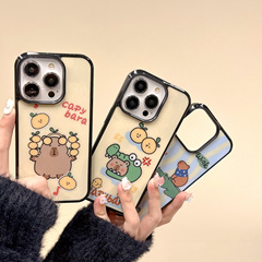 Flat IMD Magnetic Case for iPhone 15 Pro, Retro Floral Apple 14 Cartoon Protective Cover, 13 Trendy