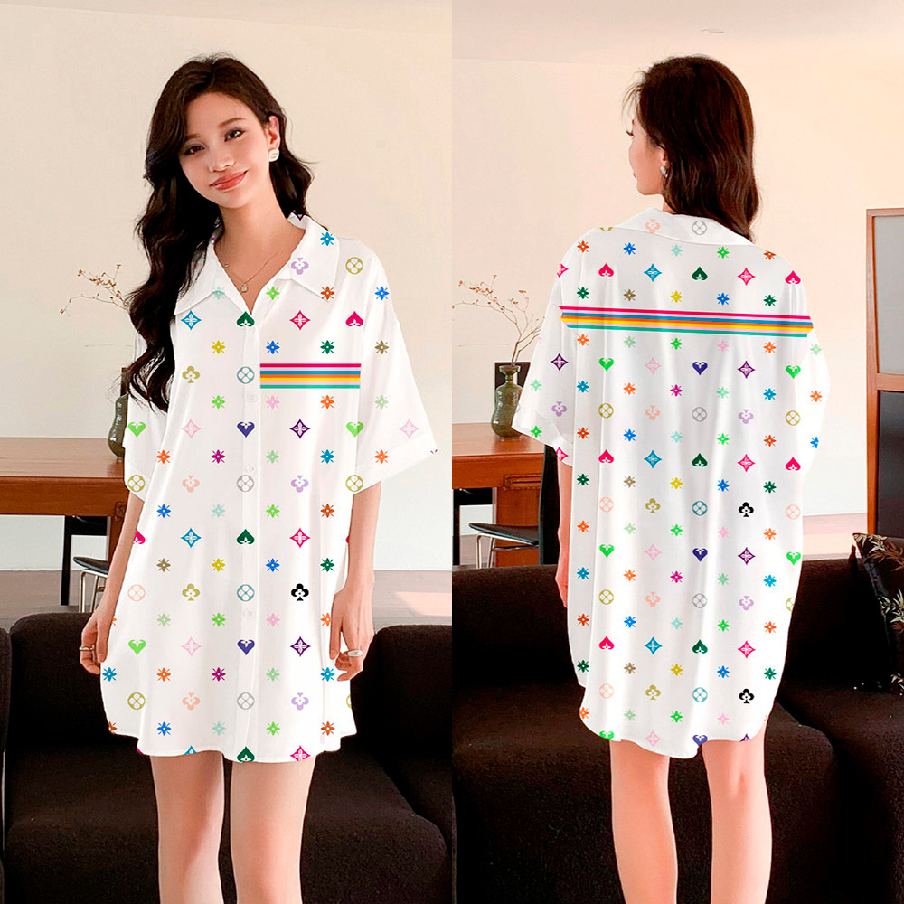 Yaoting nuevo pijama de mujer satin Chiffon Cardigan vestido de pijama de manga corta de seda de hielo vestido vestido de camisa SQ3525 ropa para el hogar