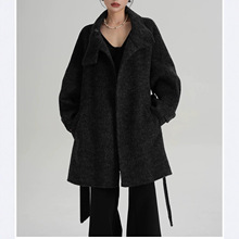 气质高级感中长款宽松立领羊毛大衣毛呢外套秋冬季新款女