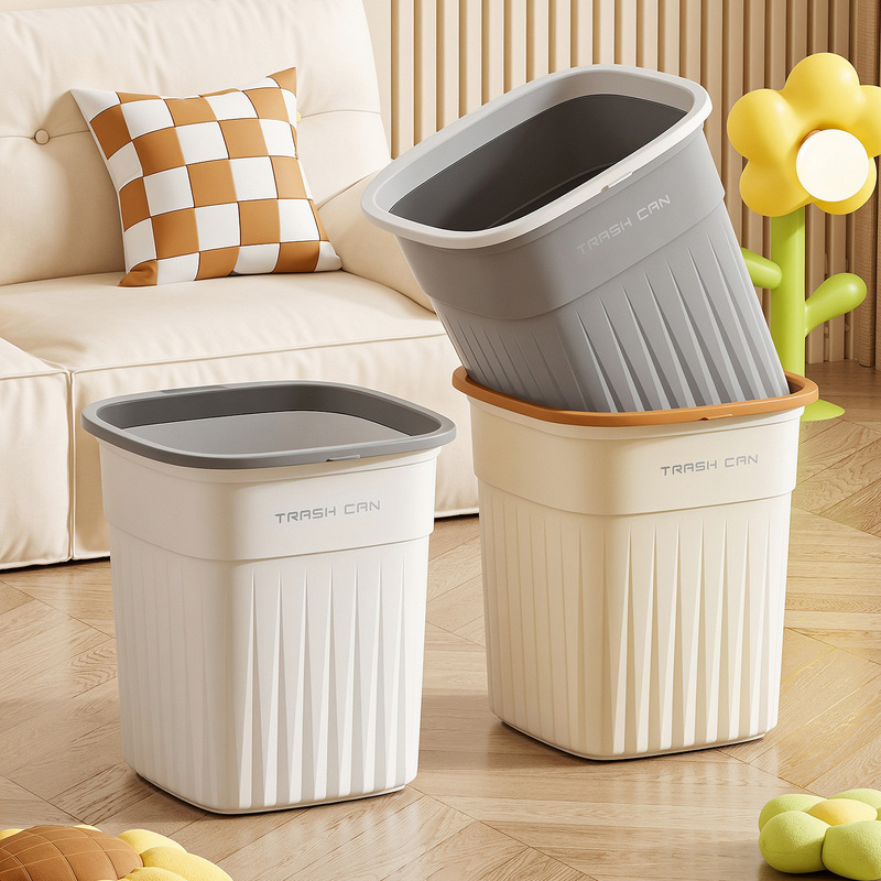 Plastic Trash Can for Bathroom, Kitchen, Toilet, Household Use, Large Size, Hotel Wastebasket, Living Room Plastic Trash Can, Kitchen