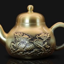 黄铜茶壶全铜小号单壶山水茶壶套装家居酒店装饰工艺品家居摆件