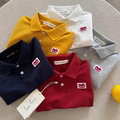 儿童纯棉短袖T恤翻领polo衫25夏新男女童红色衣服宝宝夏款打底潮
