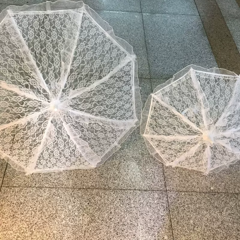 婚庆雨伞 竖边白蕾丝伞婚礼新娘婚纱摄影手持道具装饰 婚礼工艺伞