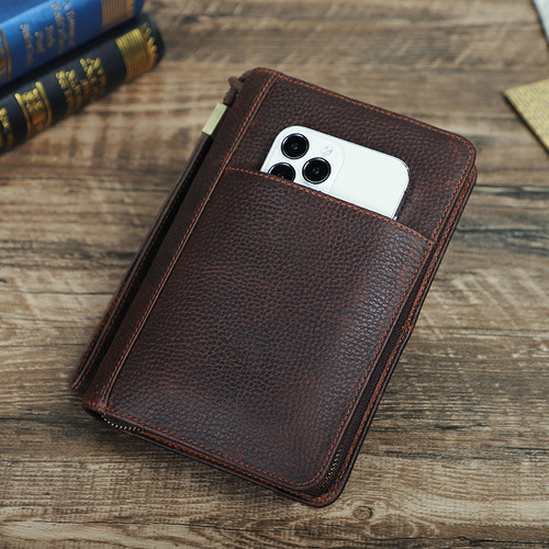 Wholesale genuine leather cigar box 5 pack with wrist zipper multifunctional travel convenient cigar box leather case