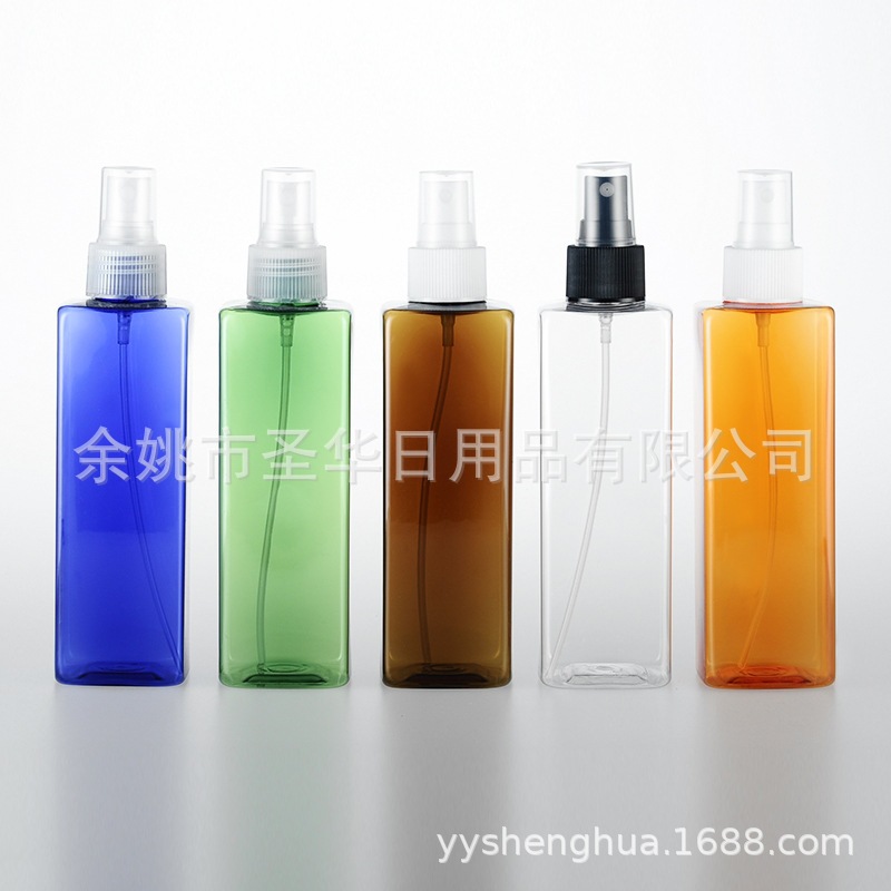 250ml透明方形喷雾瓶 香水清新剂分装瓶消毒水乳液翻盖瓶pp小喷雾