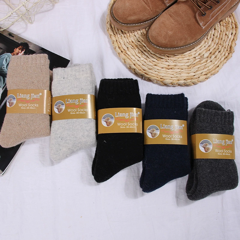 Шерстяные носки, мужские и женские, осенне-зимние носки до середины икры, утолщенные Классические Теплые японские носки в пол на флисовой подкладке