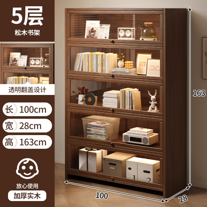 Estantes de madera sólida estantería de piso integrado contra la pared almacenamiento de almacenamiento de artículos de visualización de la sala de estar estante de libros para niños
