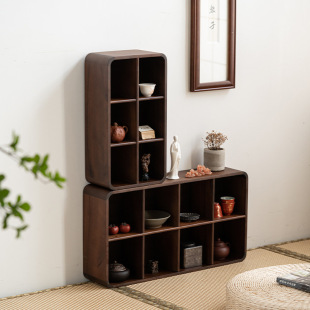 Solid Wooden Walnut Antique Rack Wall-Hangable Duobao Pavilion Storage Rack Teapot Ceramic Storage Cabinet Collection Rack Storage Rack