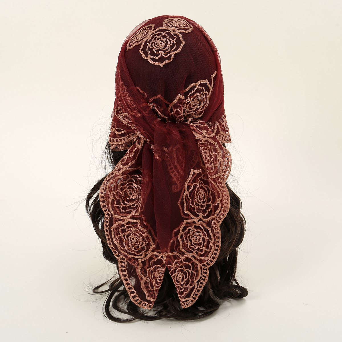 Embroidered Polyester Square Scarf For Women Versatile Silk Style_voghion.com