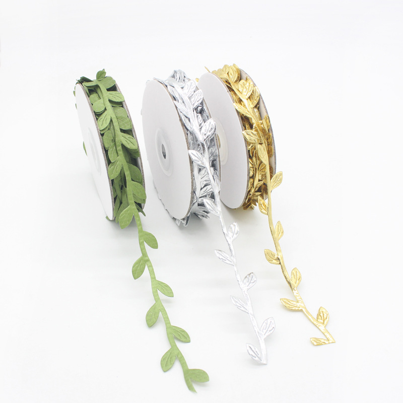Simulación ultrasónica hojas de oro y plata de colores de la hoja de sauce iluminación Garland accesorios decorativos de tela flor Vid 10 m Paquete de rollo