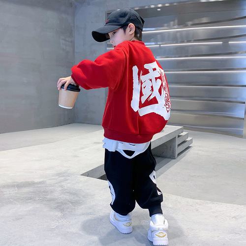 Boys' Spring Performance Set 2024 New Children's Clothes Sports Medium Child Sweatshirt Kids Spring Outfit