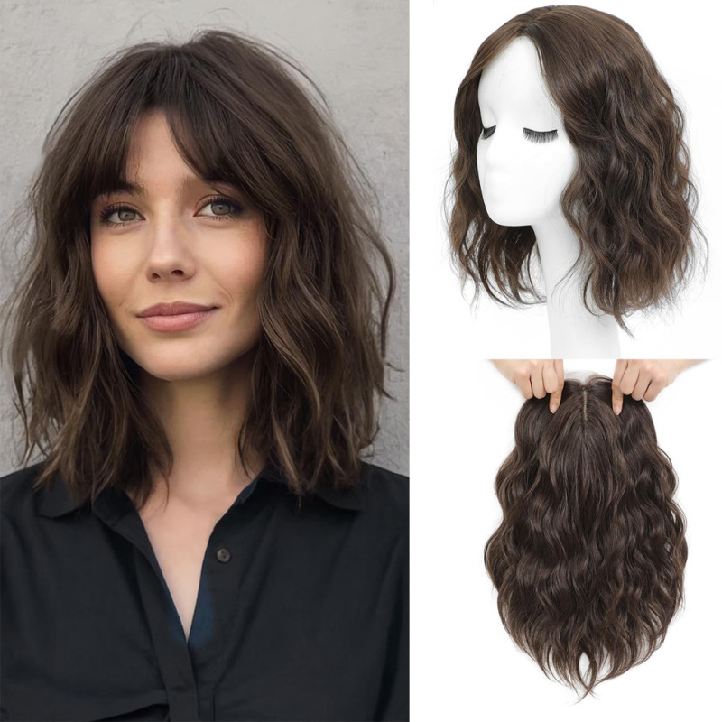 Women's Curly Hairpiece for the Top of the Head, Covering Gray Hair, Natural and Fluffy, Corn-Curly Hairpiece, Short Curly Hair