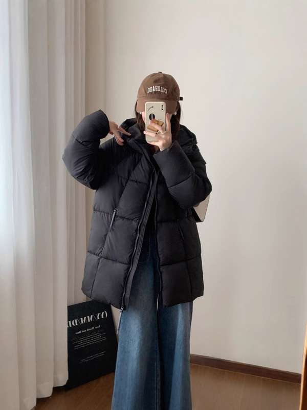 泡芙感轻柔面包服2025冬季新韩版宽松连帽棉服女中长款棉衣女外套|undefined