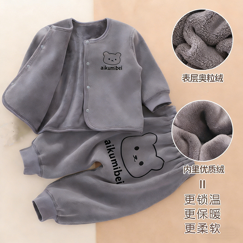 Children's fleece keep warm autumn underwear for new born