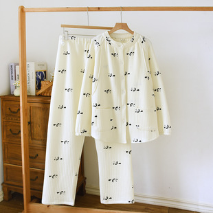 Spring and Autumn Air Cotton Maternity Nursing Combed Cotton Postpartum Adjustable Mother and Baby Nursing Pajamas Nursing Sleepwear