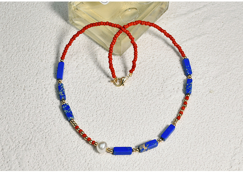 Fashion Blue Agate Necklace Handmade Semi-precious Stone Necklace display picture 2