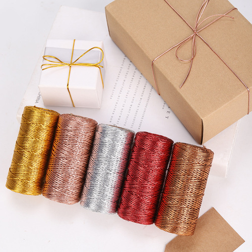 1.5mm gold and silver wire tag line 16 strands flat hollow gold wire non-elastic gift packaging line cross-border hot sale