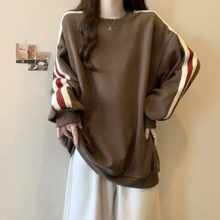 Женская толстовка Meilade из утолщенного вельвета, новинка осени-зимы 2024, свободного кроя, с эффектом стройности, на флисовой подкладке, теплая, с длинными рукавами.