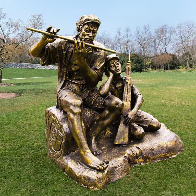 Escultura de figuras en relieve de FRP de cobre fundido Octavo Ejército de Ruta Guerra Resistente contra la Resistencia del Ejército Rojo Gran Marcha Plaza Conmemorativa Plaza Escultura de Plaza