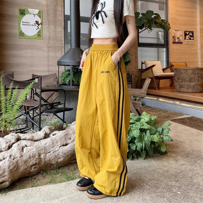 美式辣妹速干工装裤女撞色设计感宽松裤子休闲显瘦长裤运动裤|undefined