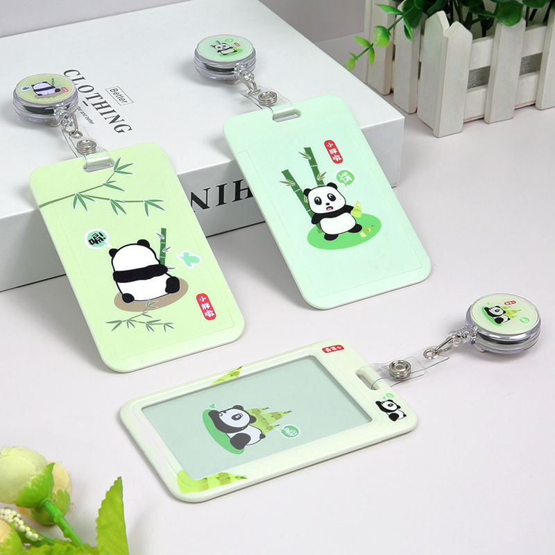 熊貓胖墩愛哩滑蓋卡推合卡ABS塑料吊牌學生卡套工作牌工牌套胸卡