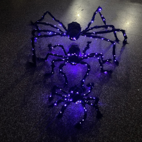 Spider Toy Black Spider Web Halloween Decoration Plush Glowing Spider Room Escape Haunted House Horror Props