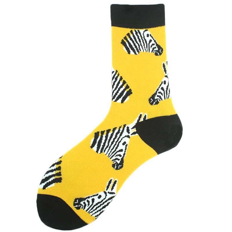 2025d Shark Bee Beast Men's Trendy Zebra Pattern Animal Mid-Calf Socks_voghion.com