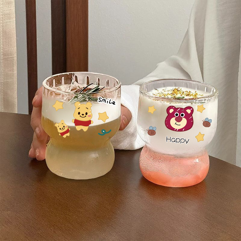ins玻璃杯高级咖啡杯小众创意卡通家用水杯女学生冰美式牛奶杯子|undefined
