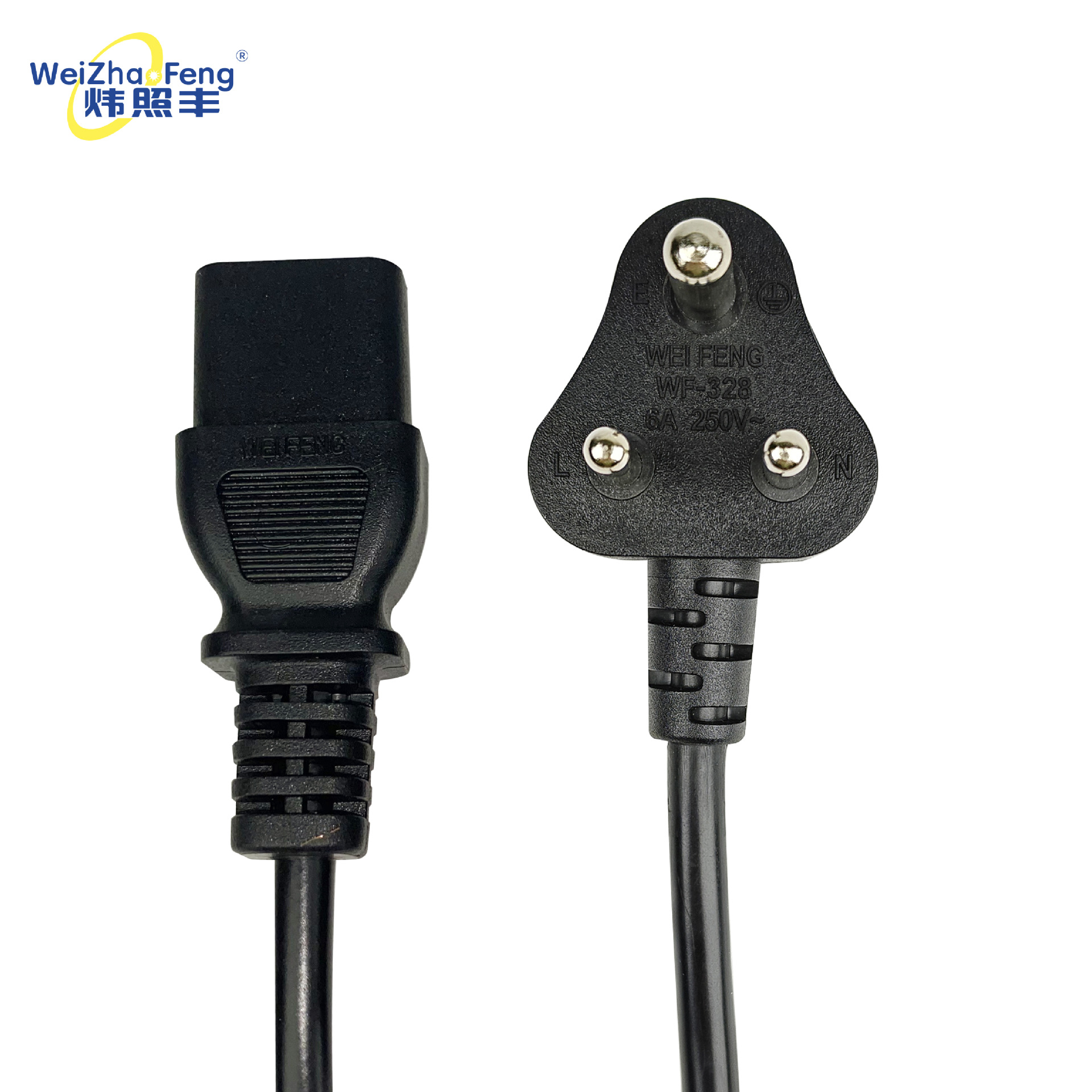 南非三插品字尾电源线 16A 250V 环保南非AC电源插头及连接器