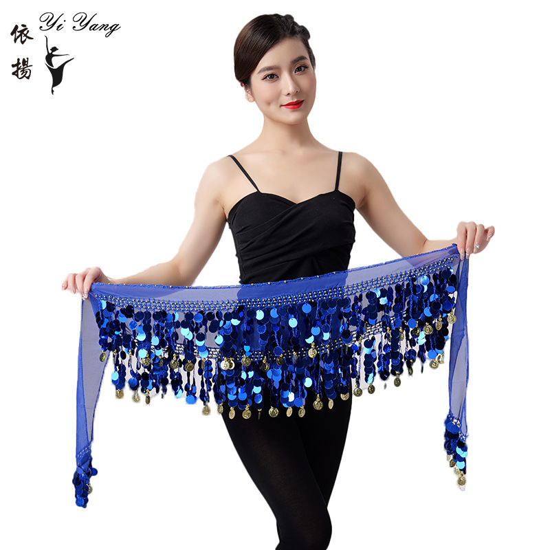 Belly Dance Waist Chain Indian Dance Sequin Skirt Doray Coin Waist Chain Dance Performance Performance Arm Scarf Holiday Practice Waist Scarf