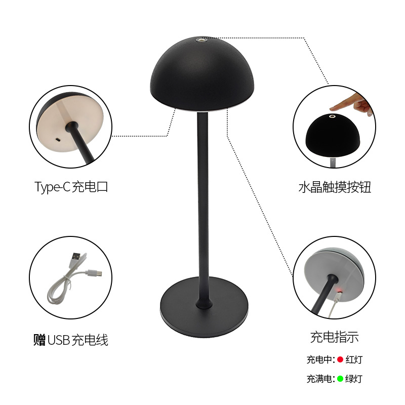 Transfronterizo de metal dedicado lámpara de mesa LED de protección para los ojos hotel restaurante occidental USB recargable Bar claro lámpara de luz nocturna