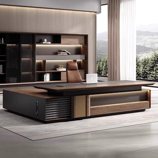 High-End Office Desk Boss Desk with Side Cabinet Office Desk and Chair Combination Set President Executive Desk Office Furniture